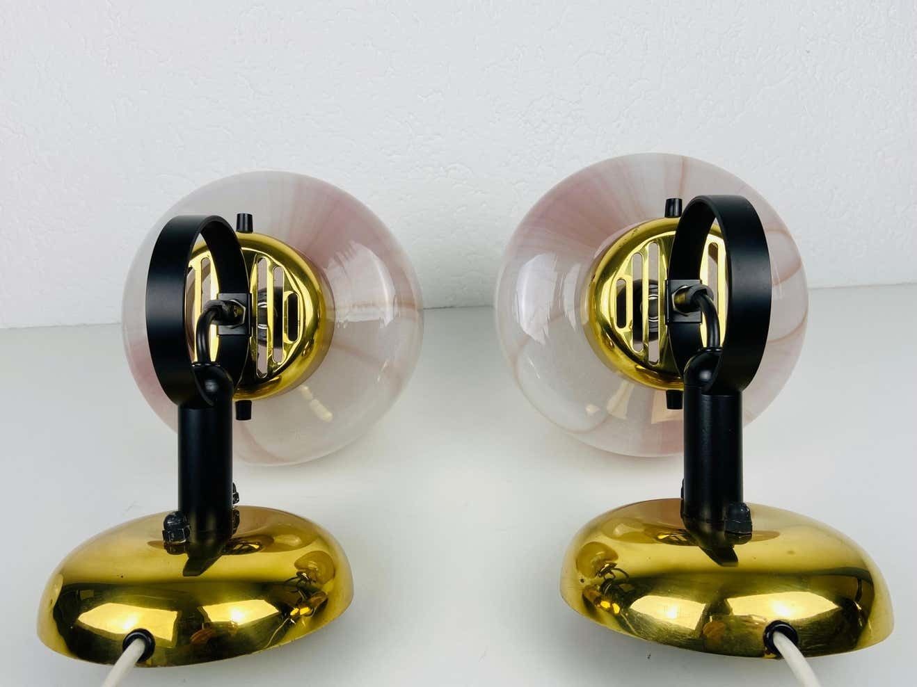 Pair Of 2 Opaque Glass Sconces By Peill & Putzler, 1970s, Germany photo 595.0