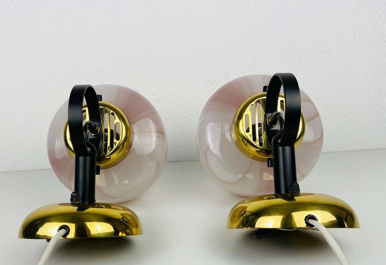 Pair Of 2 Opaque Glass Sconces By Peill & Putzler, 1970s, Germany photo buy