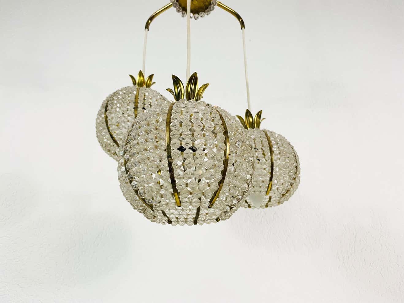 Midcentury Brass Cascade Chandelier By Emil Stejnar For Rupert Nikoll, 1960s photo for sale