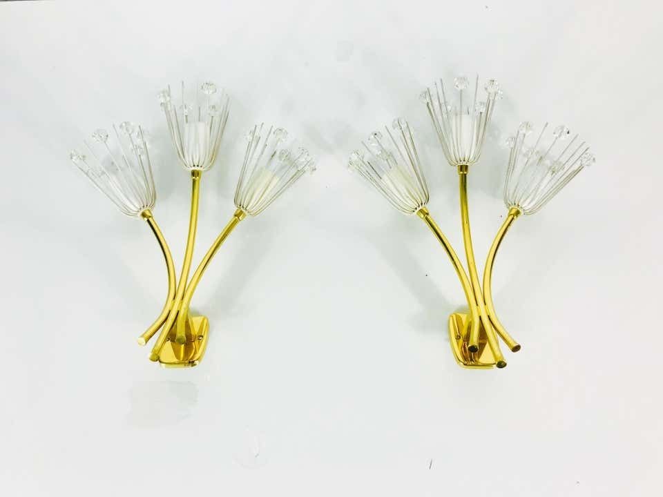 Pair Of Midcentury Brass Sconces By Emil Stejnar For Rupert Nikoll, 1960s photo vintage