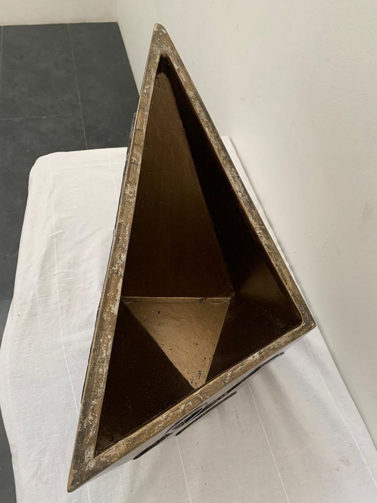 photo for sale Vase Covered With Geometric Fragments Of Gilded Mirror, 1980s
