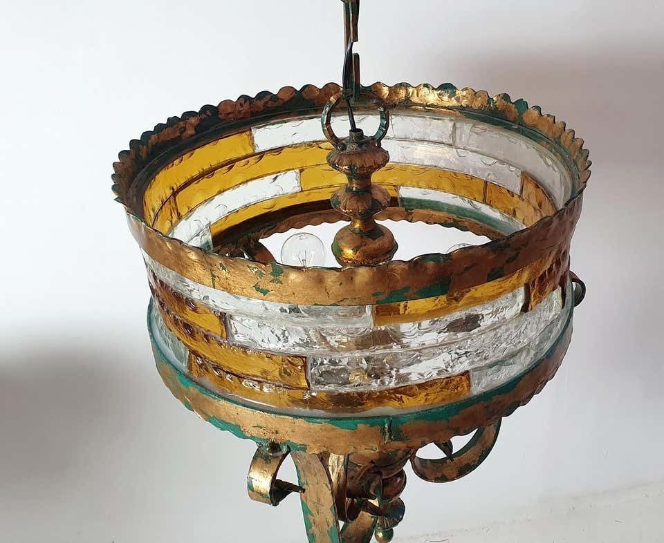Large Brutalist Pendant Attributed To Longobard Italy photo Lighting