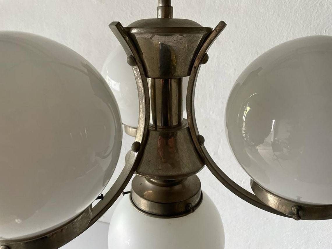 Art Deco Metallic Silver 4 Balls Ceiling Lamp, 1940s, Germany photo Lighting