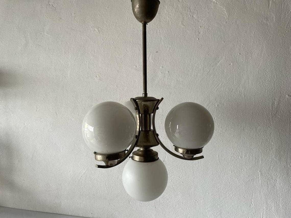 Art Deco Metallic Silver 4 Balls Ceiling Lamp, 1940s, Germany photo buy