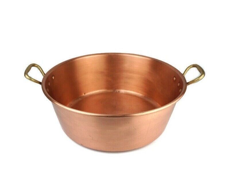 French Quality Copper Jam Preserve Pot With Brass Handles
