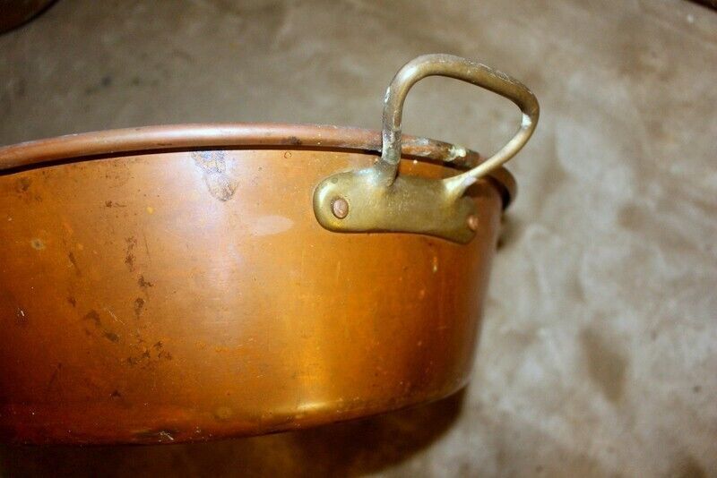 photo for sale French Quality Copper Jam Preserve Pot With Brass Handles