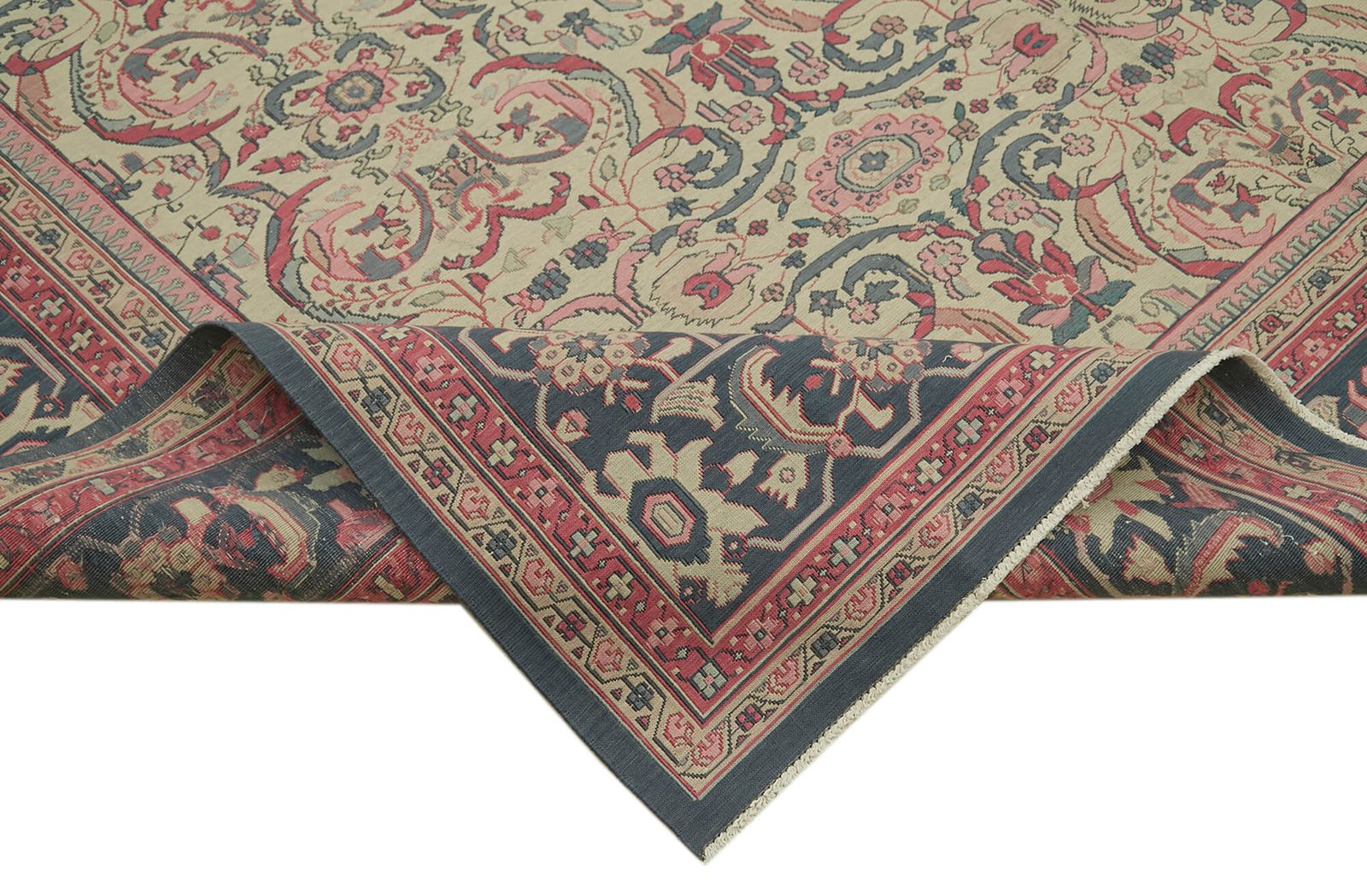 Turkish Handmade 1970s 347 Cm X 533 Cm Beige Wool Vintage Kilim Rug photo vinterior