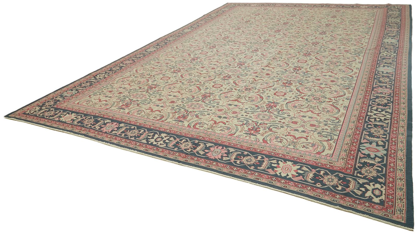 Turkish Handmade 1970s 347 Cm X 533 Cm Beige Wool Vintage Kilim Rug photo for sale