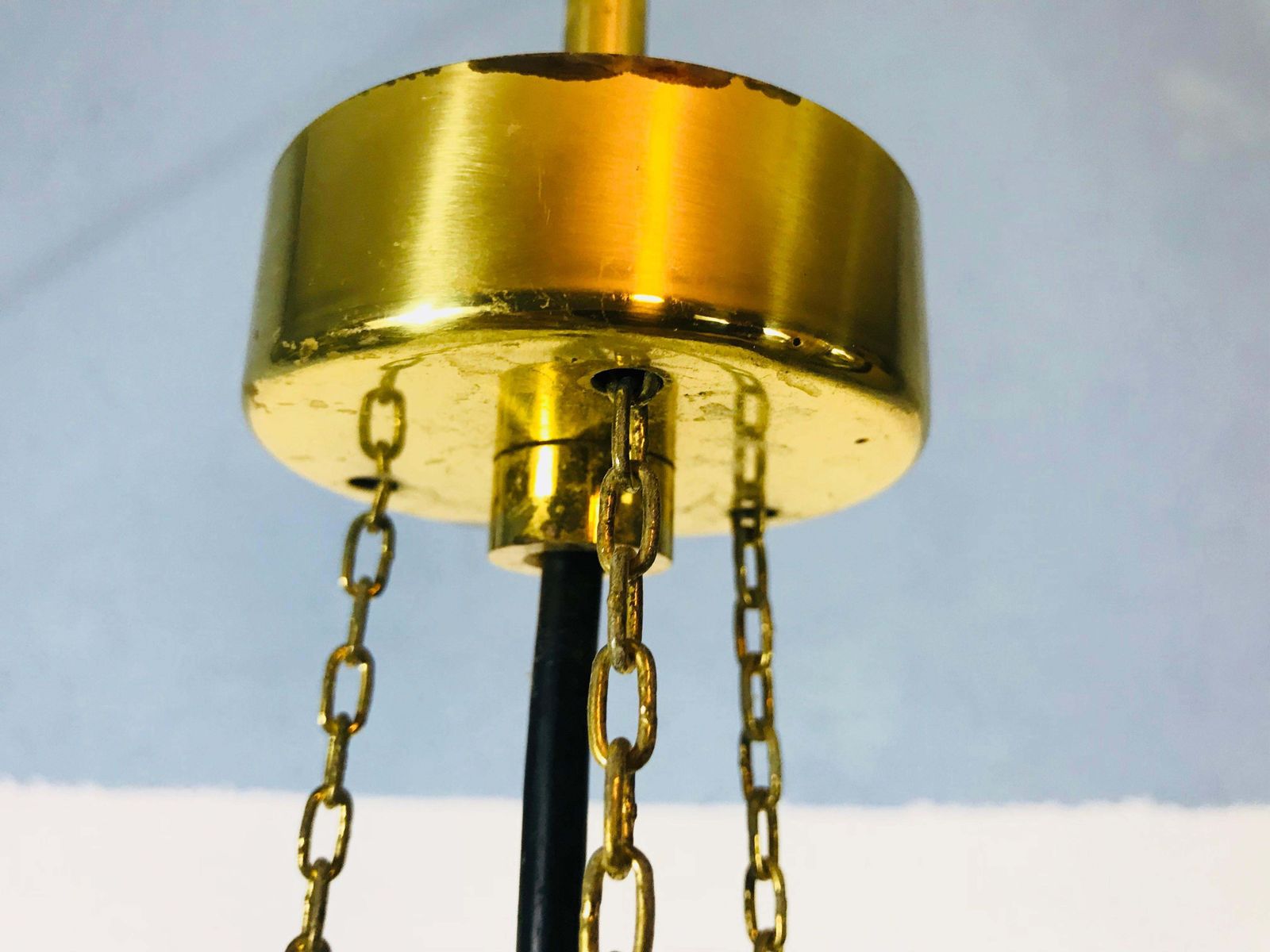 1065.0 Extra Large Limburg Midcentury Two Tier Brass And Ice Glass Chandelier photo