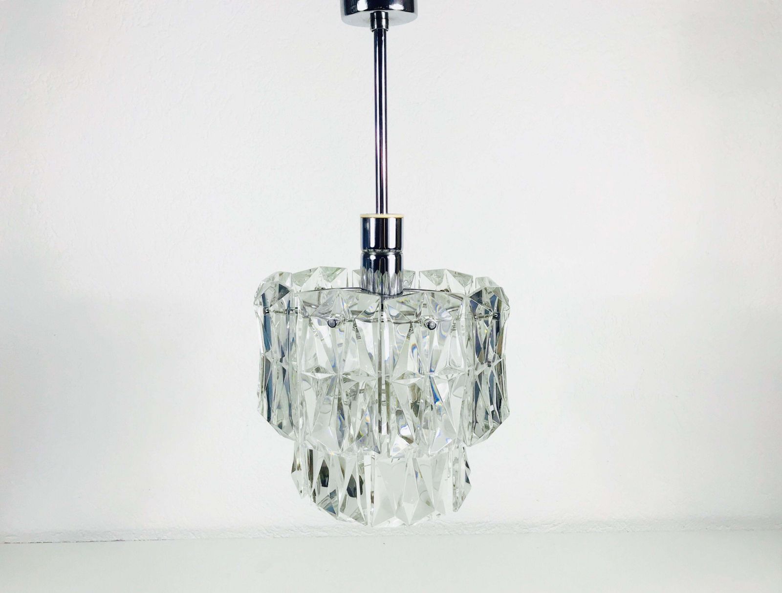 Kinkeldey Crystal Ice Glass Chandelier, Circa 1960s photo 470.0