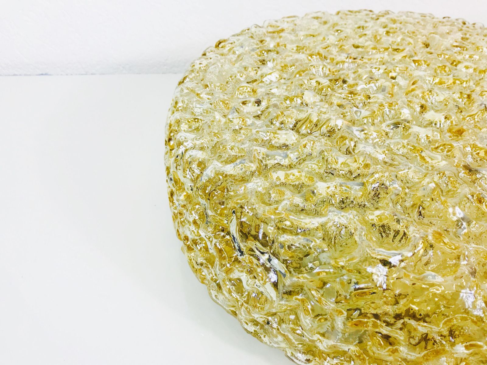 Large Midcentury Crystal Glass Flush Mount By Glashütte Limburg, 1960s, Germany photo 432.0