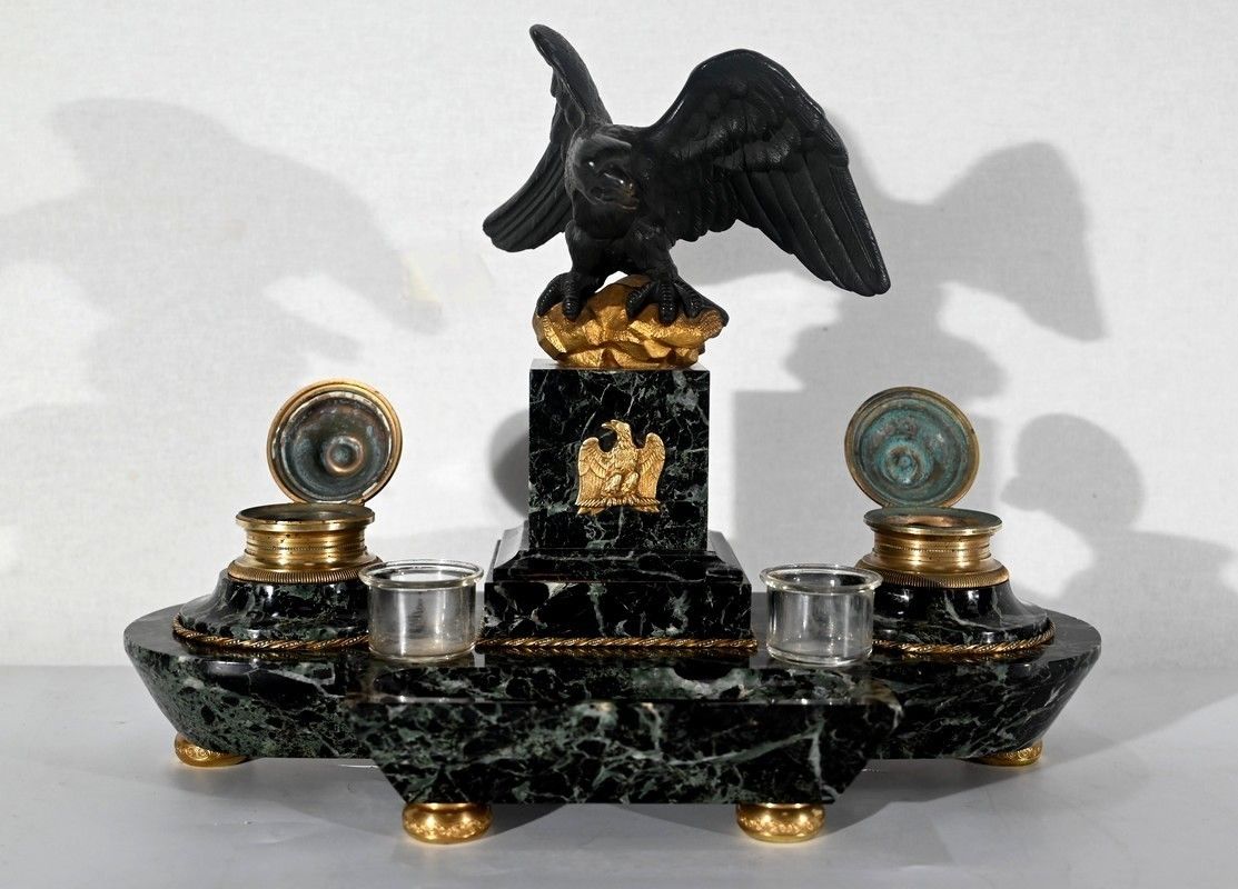 Rare Office Necessary In Marble And Bronze, Empire Style   2nd Half Of The 19th Century photo buy