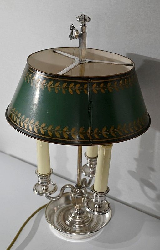 Bouillotte Lamp In White Metal, Empire Style   Early 20th Century photo for sale