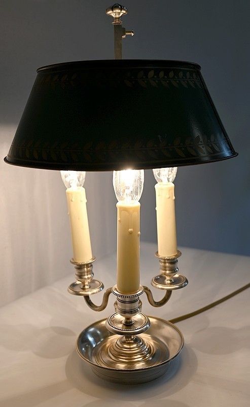 Bouillotte Lamp In White Metal, Empire Style   Early 20th Century photo Lighting