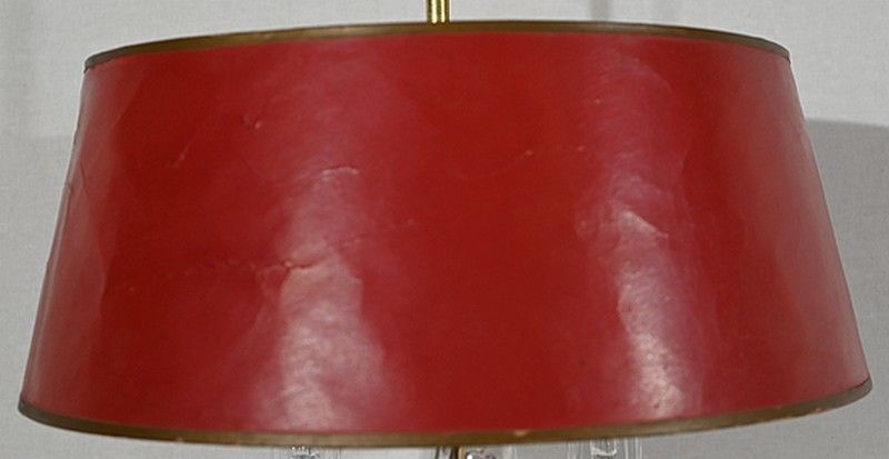 Bouillotte Lamp In Brass With Red Shade, Louis XVI Style   Xxth photo 458.35