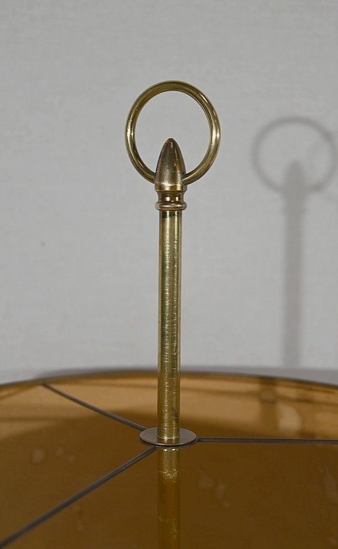 Bouillotte Lamp In Brass With Red Shade, Louis XVI Style   Xxth photo vinterior