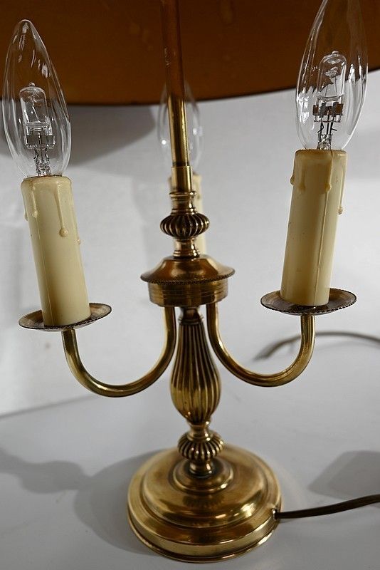 Bouillotte Lamp In Brass With Red Shade, Louis XVI Style   Xxth photo buy