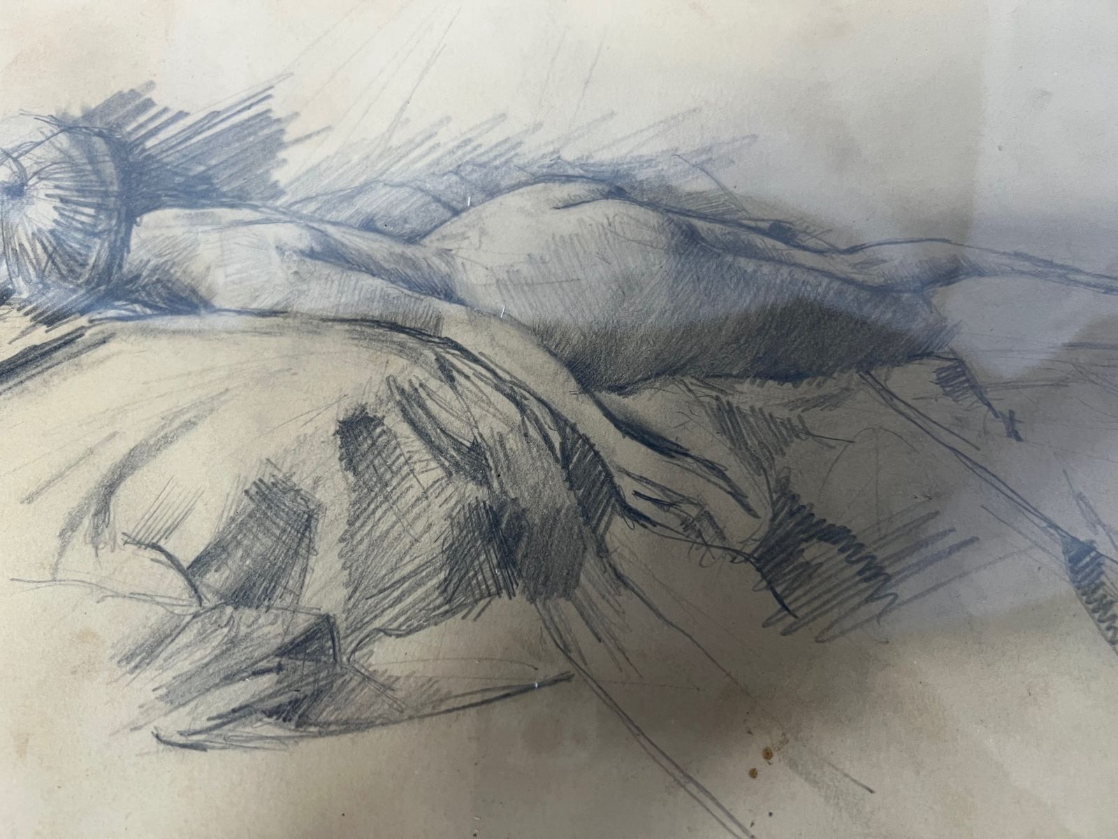 Un Attributed Vintage Pencil Sketch Of Female Nude photo vinterior