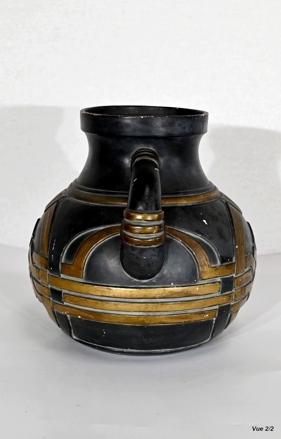 photo for sale Anthracite And Golden Terracotta Vase – 1900
