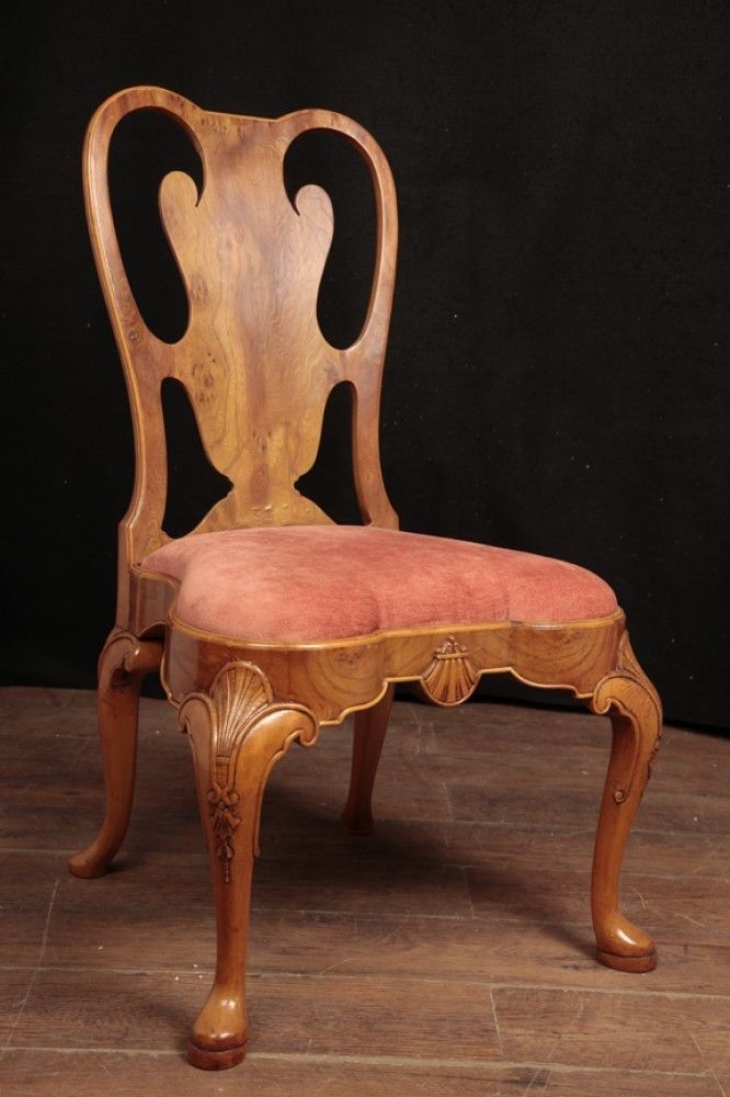 Queen Anne Dining Chairs   Set 10 Walnut Diners photo for sale