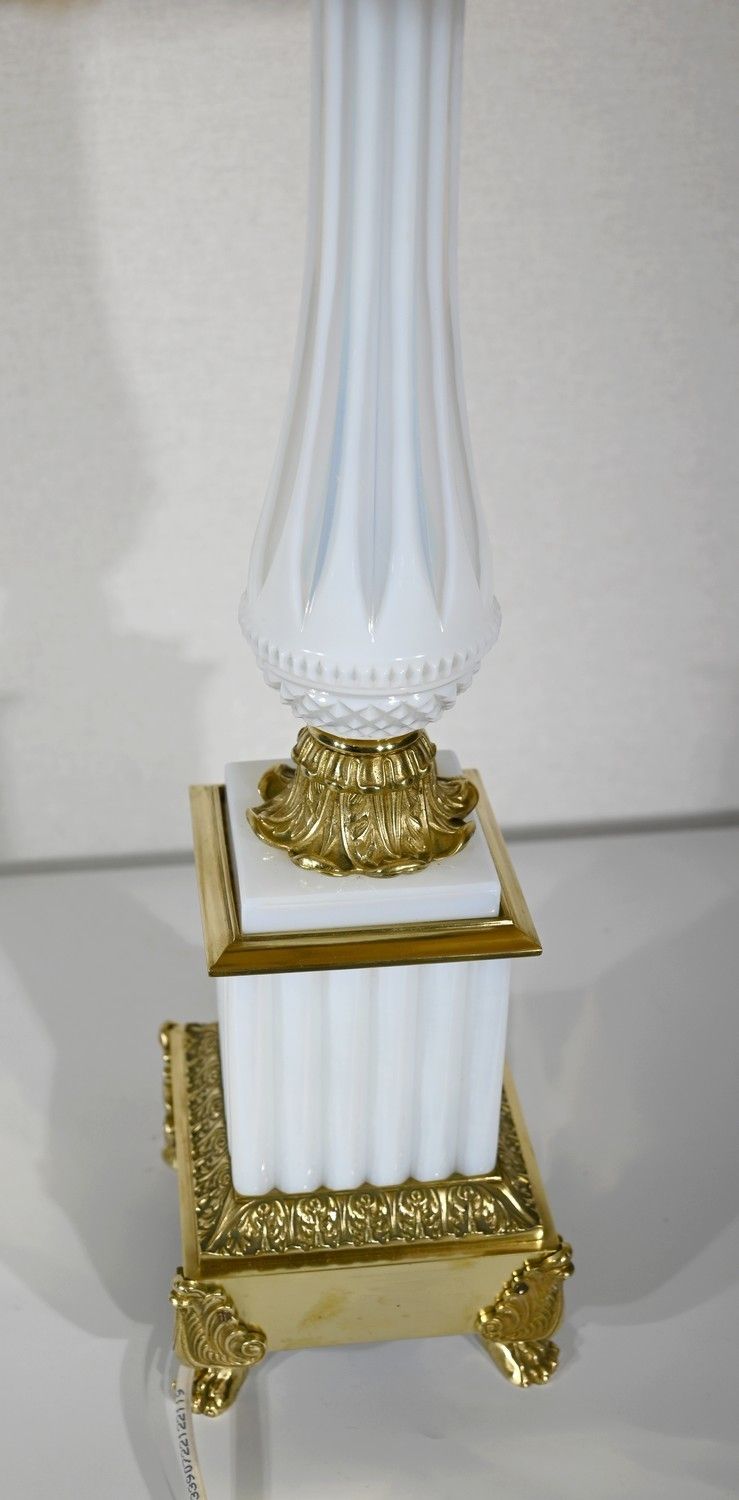 Important Opaline And Bronze Lamp, Louis XVI Style – 1950 photo buy