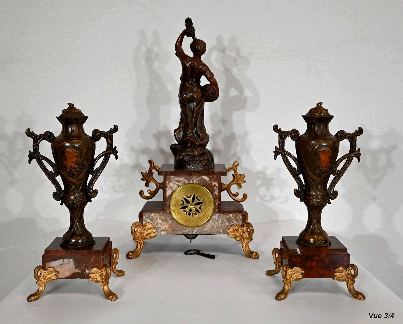 1339.0 Regule And Cherry Marble Mantelpiece Set – 1920 photo