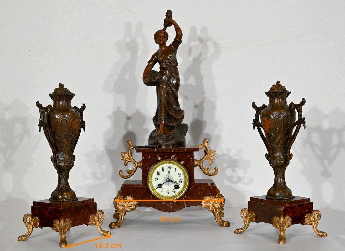 photo buy Regule And Cherry Marble Mantelpiece Set – 1920