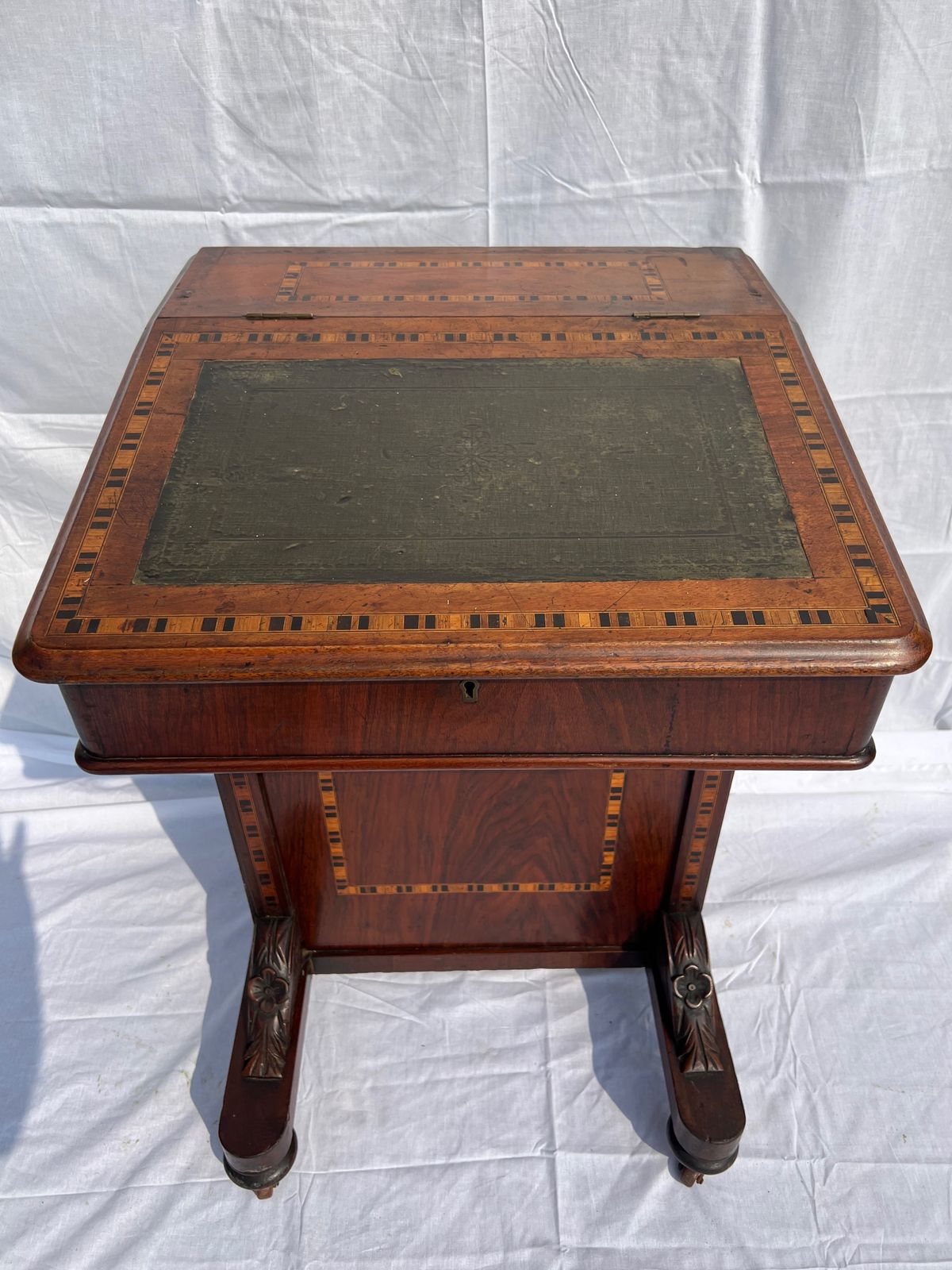 A 19th Century Tunbridge Inlaid Mahogany Davenport Writing Desk photo furniture