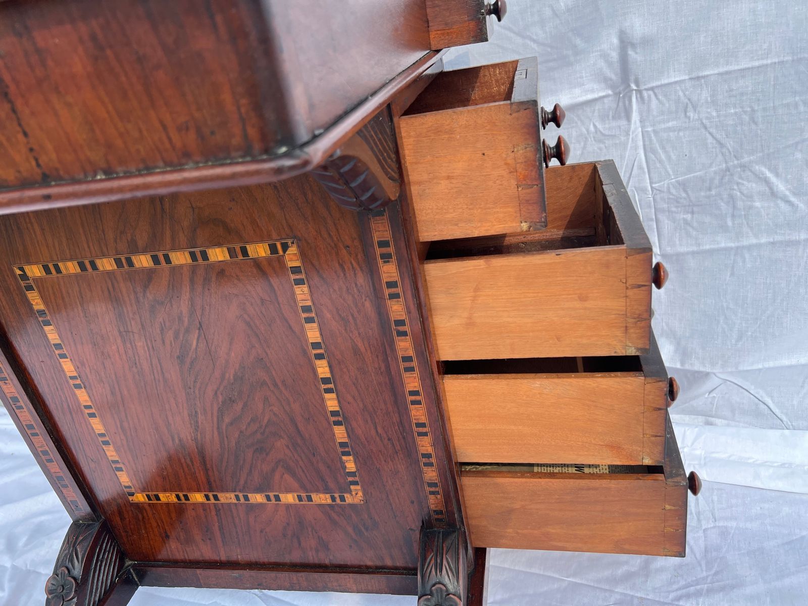 photo for sale A 19th Century Tunbridge Inlaid Mahogany Davenport Writing Desk