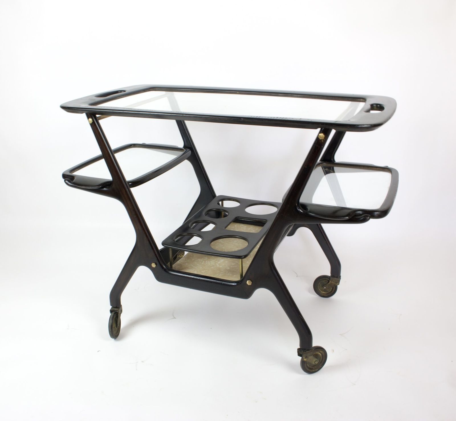 Rare 1950s Italian Bar Cart By Cesare Lacca photo furniture