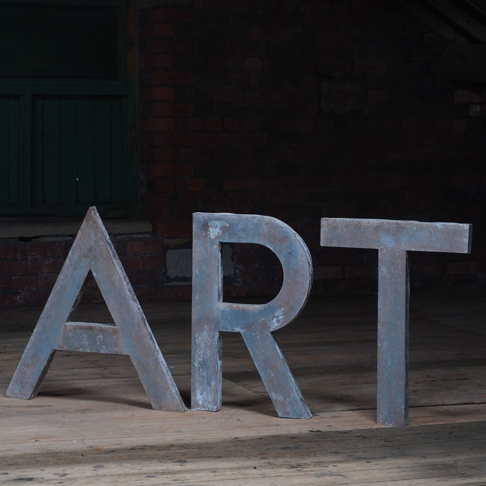 Distressed Metal Letters, Art, Mid 20th Century photo furniture