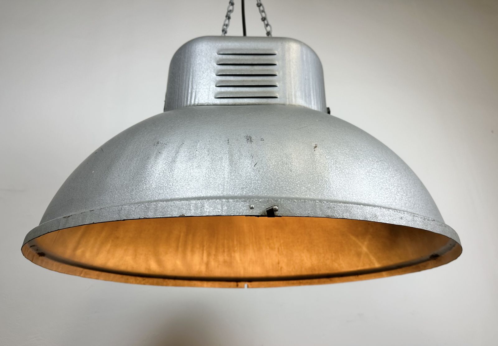 Large Oval Industrial Polish Factory Pendant Lamp From Predom Mesko, 1960s, 6x photo vinterior