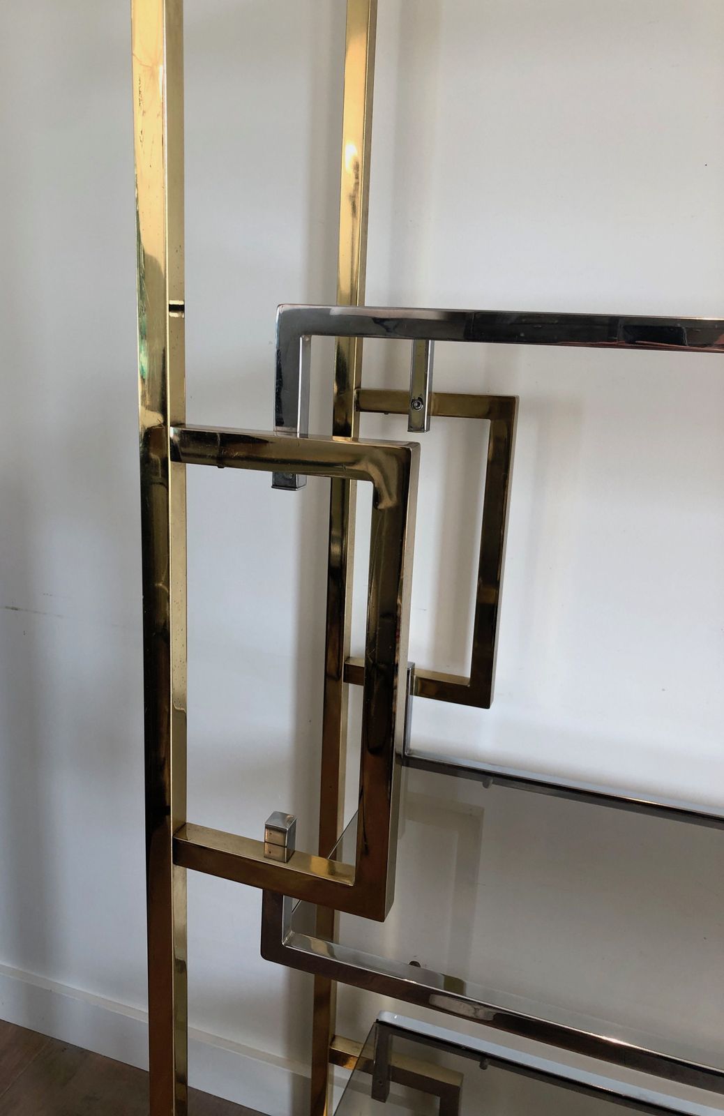 Shelf In Chrome And Golden Chrome In The Taste Of Willy Rizzo photo 2450.0