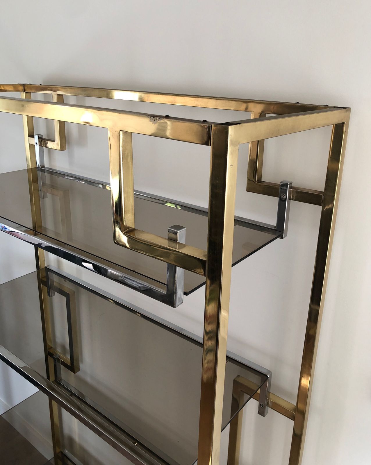 Shelf In Chrome And Golden Chrome In The Taste Of Willy Rizzo photo buy