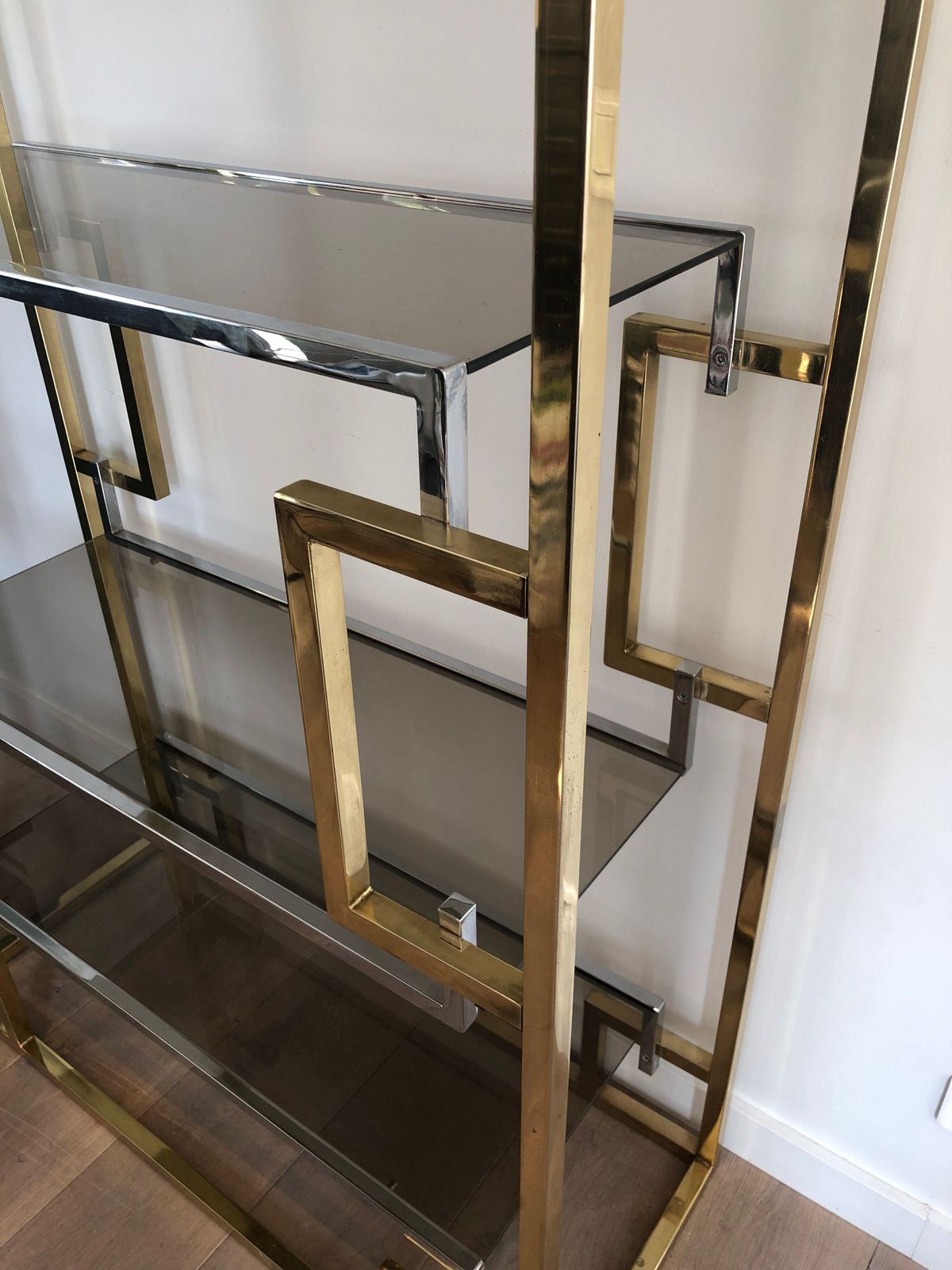 photo furniture Shelf In Chrome And Golden Chrome In The Taste Of Willy Rizzo