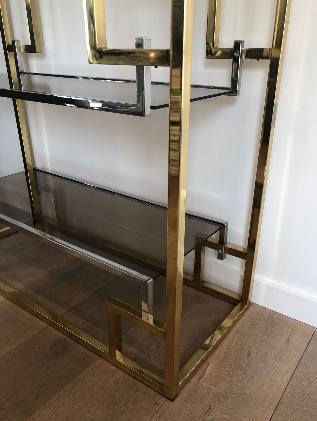 photo for sale Shelf In Chrome And Golden Chrome In The Taste Of Willy Rizzo
