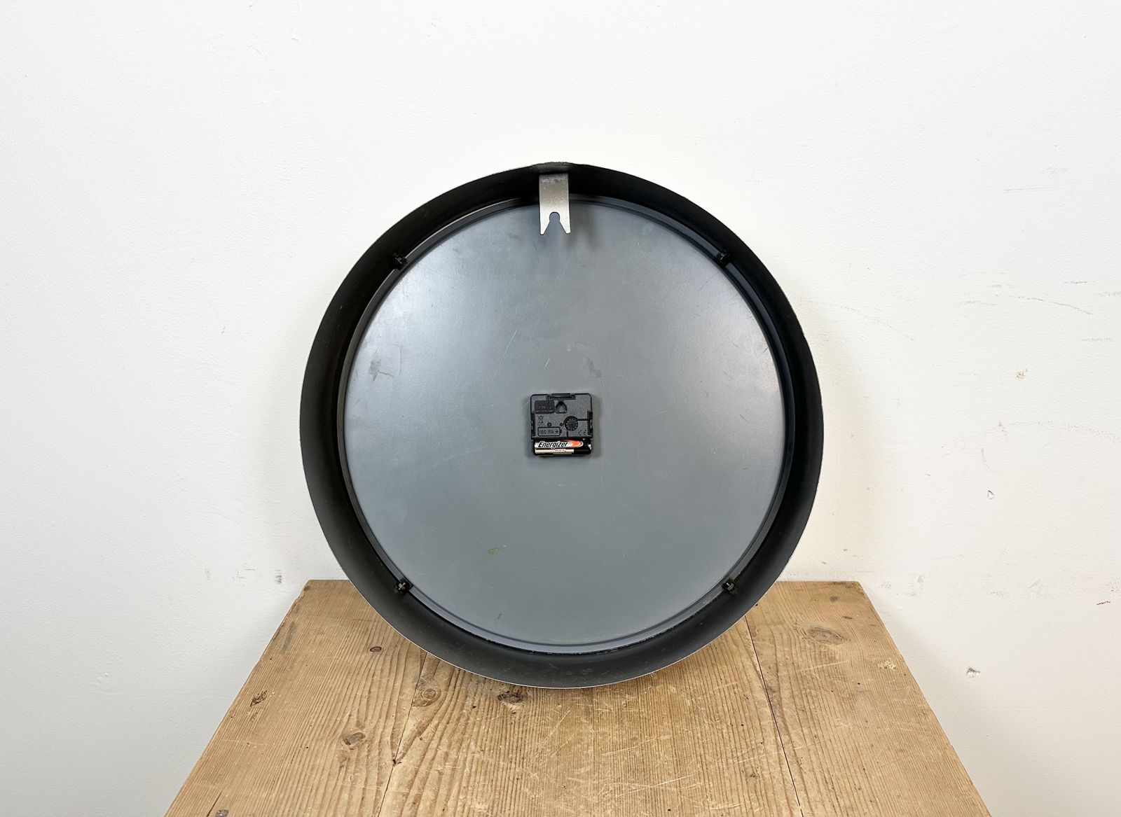 Large Grey Industrial Wall Clock From Pragotron, 1960s photo vinterior