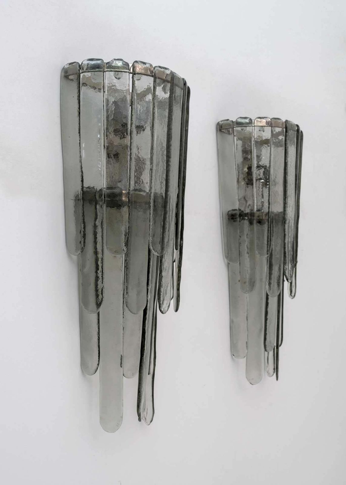 Pair Of Carlo Nason Chiseled Murano Glass Cascade Sconces For Mazzega, 1960s photo vinterior