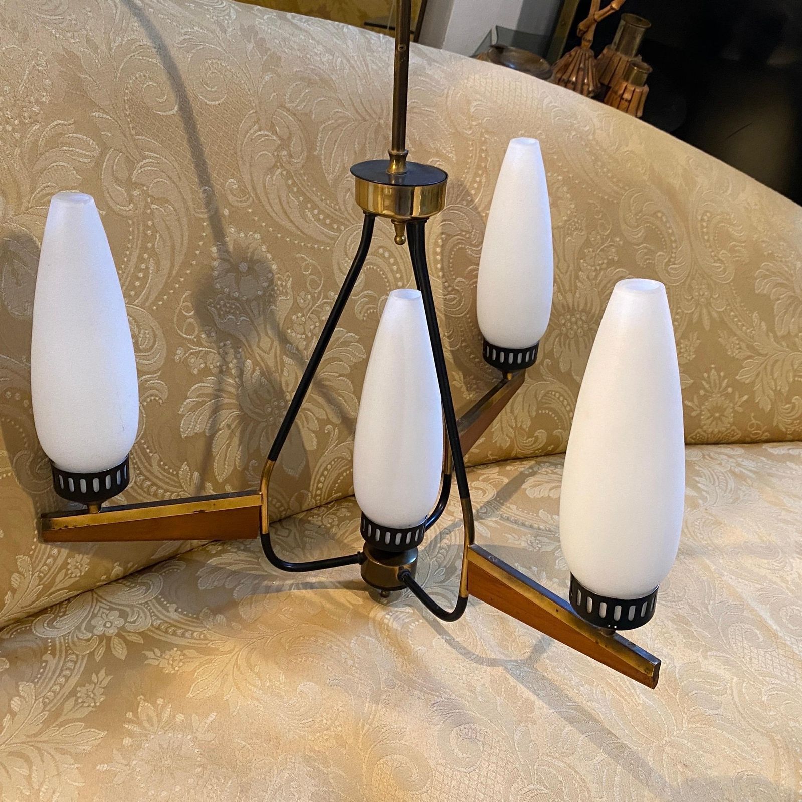 1960s Stilnovo Style Mid Century Modern Italian Chandelier photo for sale