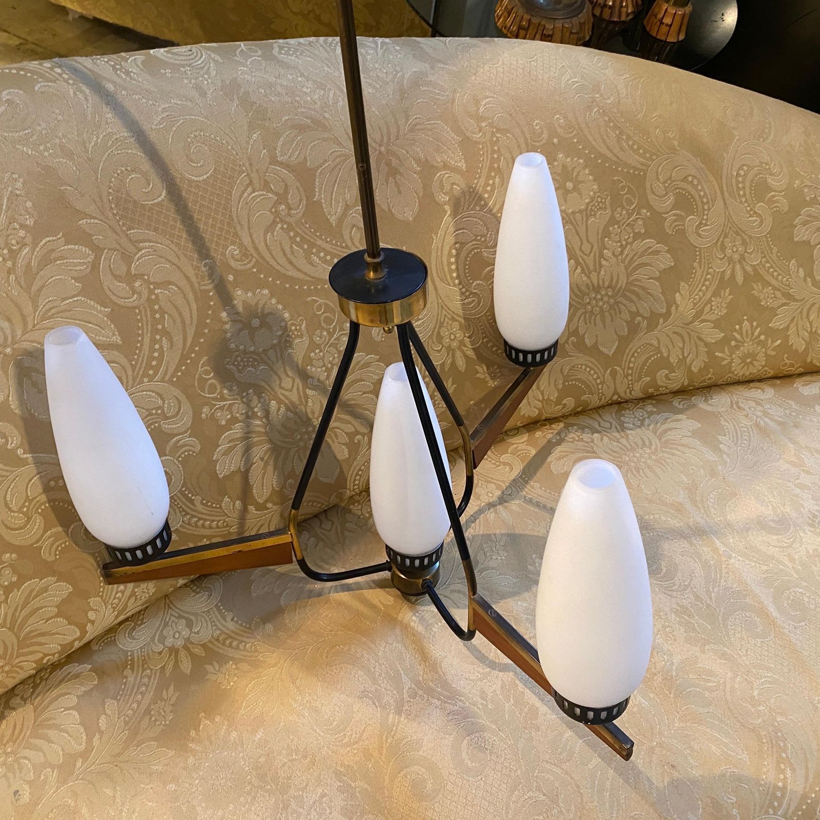 1960s Stilnovo Style Mid Century Modern Italian Chandelier photo Lighting