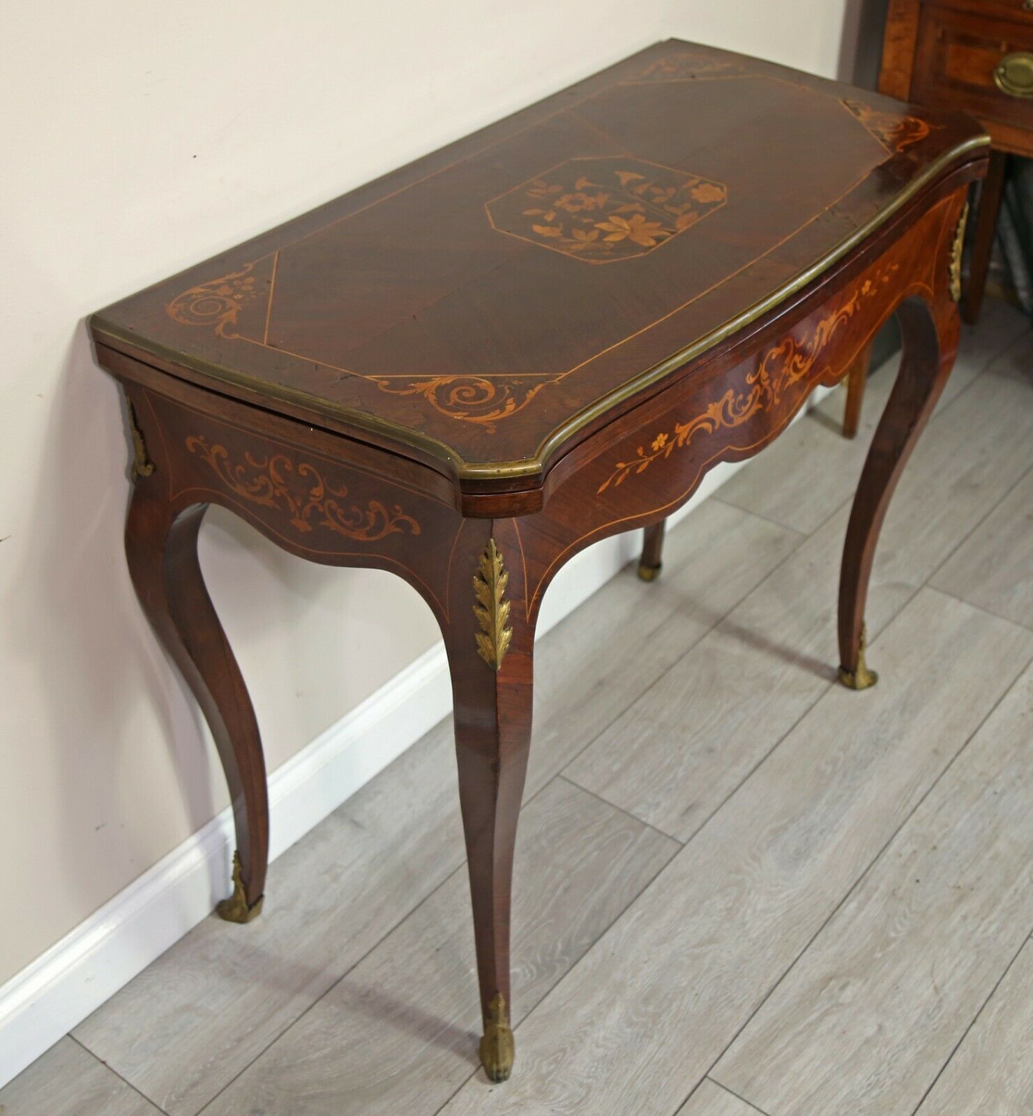 Victorian C1870 Rosewood And Marquetry Inlaid Folding Card Table / Side Table