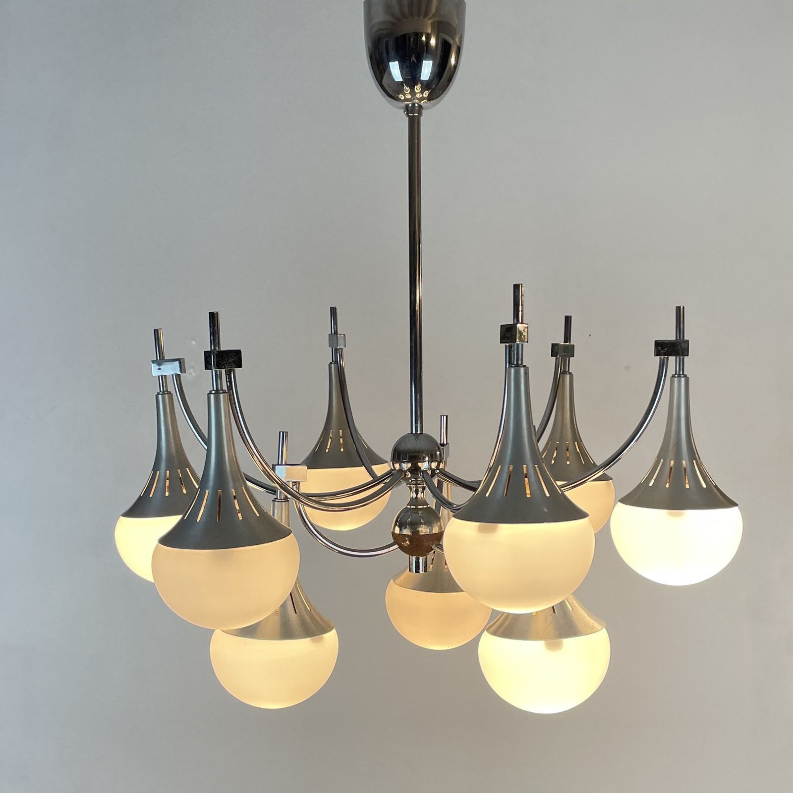 Vintage 1980s Italian 'Trumpet' Chandelier In The Style Of Gaetano Sciolari photo furniture