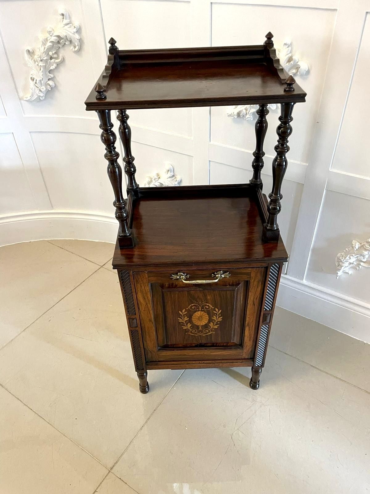 Home Fixtures Antique 19th Century Quality Rosewood Marquetry Inlaid Coal Box photo