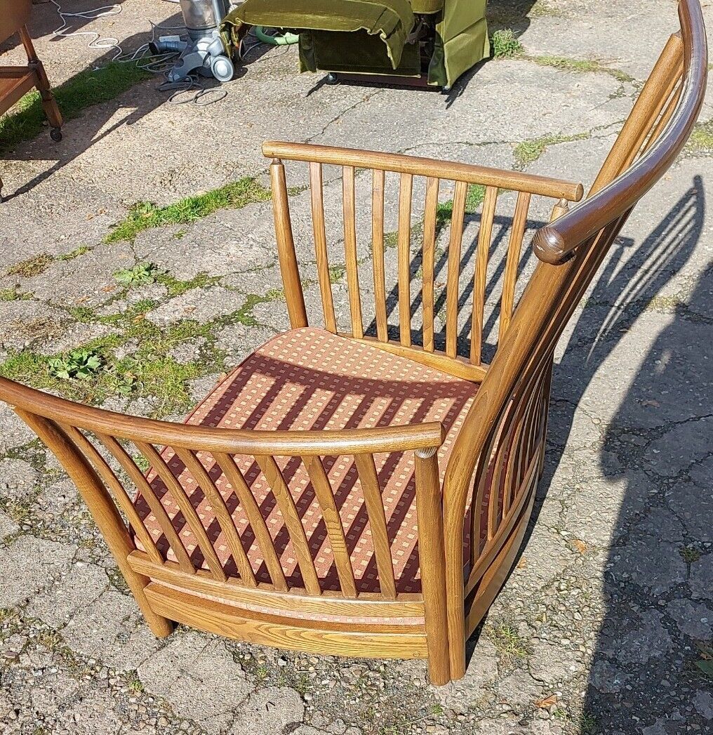 Ercol Renaissance High Spindle Back Armchair 2002 Medium Wood Tone photo Furniture