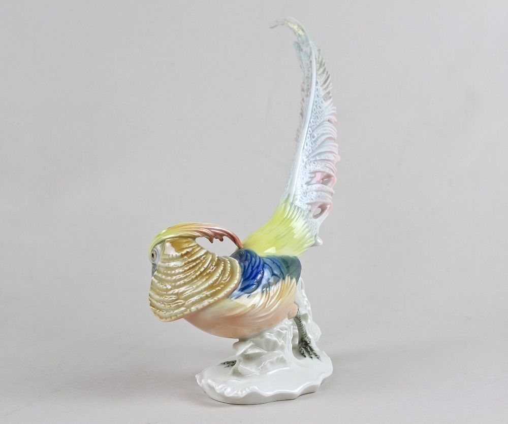 Porcelain Figurine "Golden Pheasant" By F. Karl Ens, Germany Circa 1920 photo Art