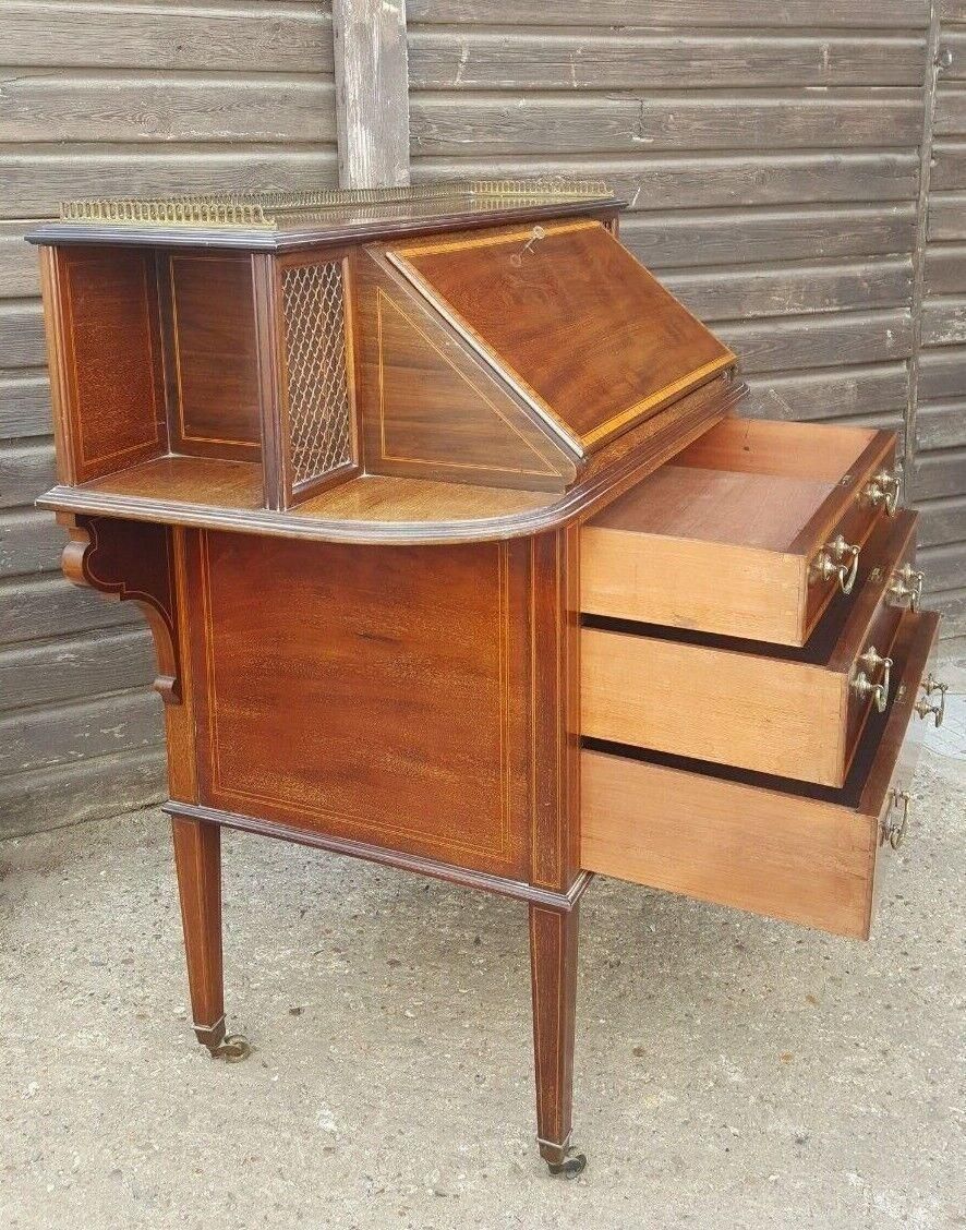 Cooper & Holt Victorian Mahogany Inlaid Bureau photo for sale