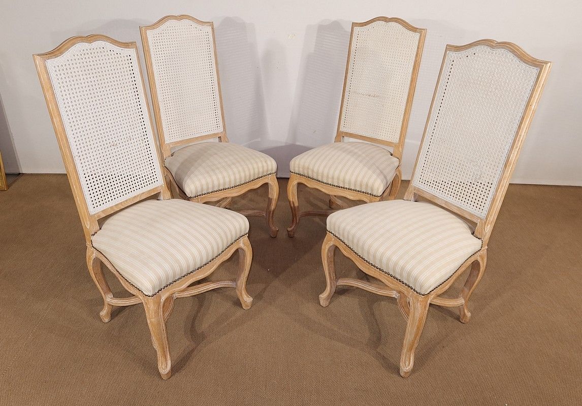 Set Of 4 Beech Chairs, Louis XV Regency Style, 20th Century