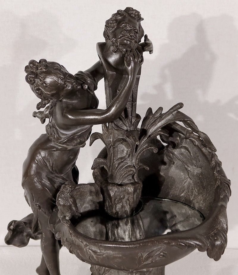 Pewter Sculpture "The Fountain", By G. Van De Voorde, Art Nouveau, 1900 photo vinterior