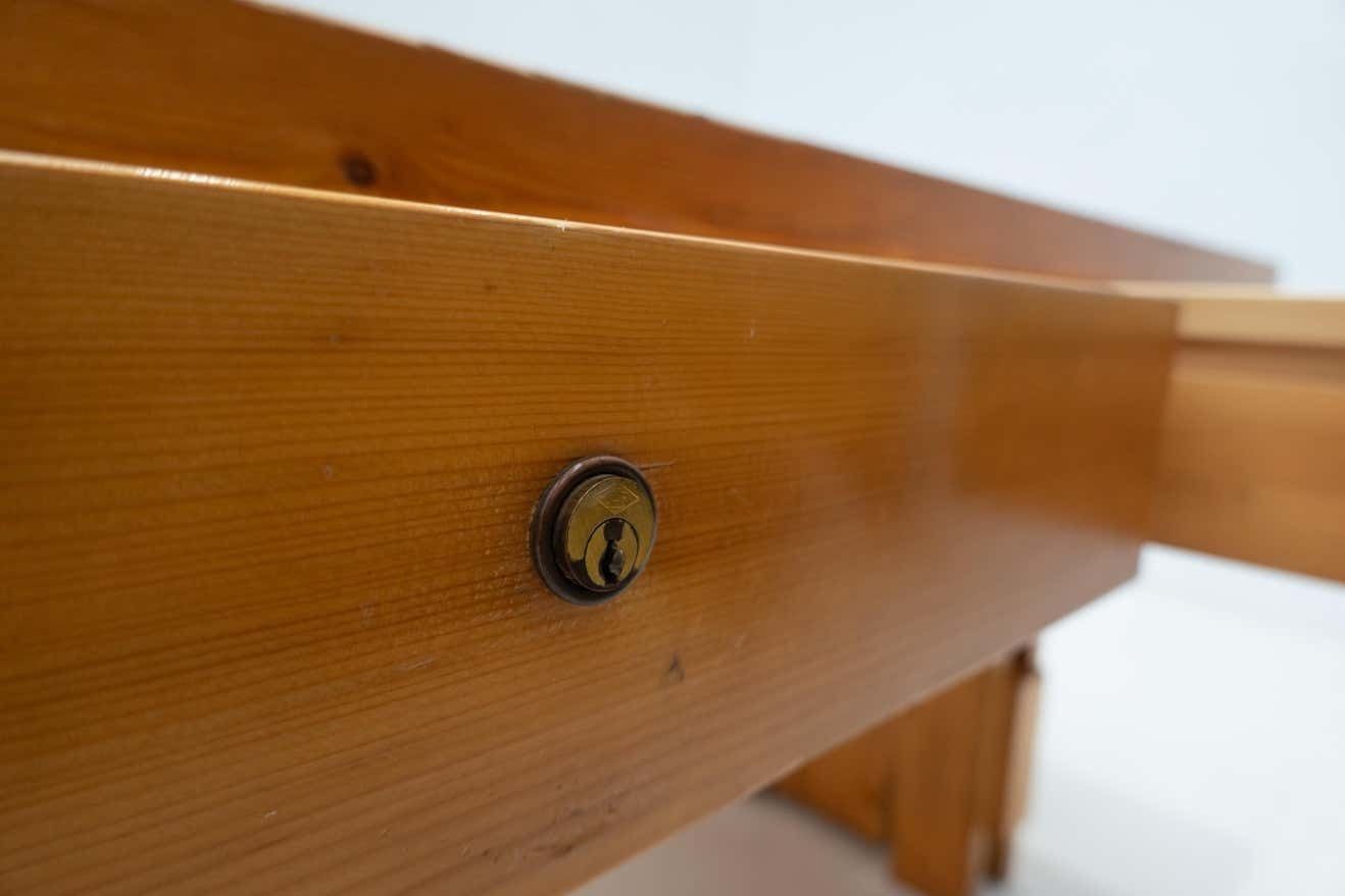 Mid Century Modern Desk With Drawers, Pine Wood, Italy, 1960s photo Furniture