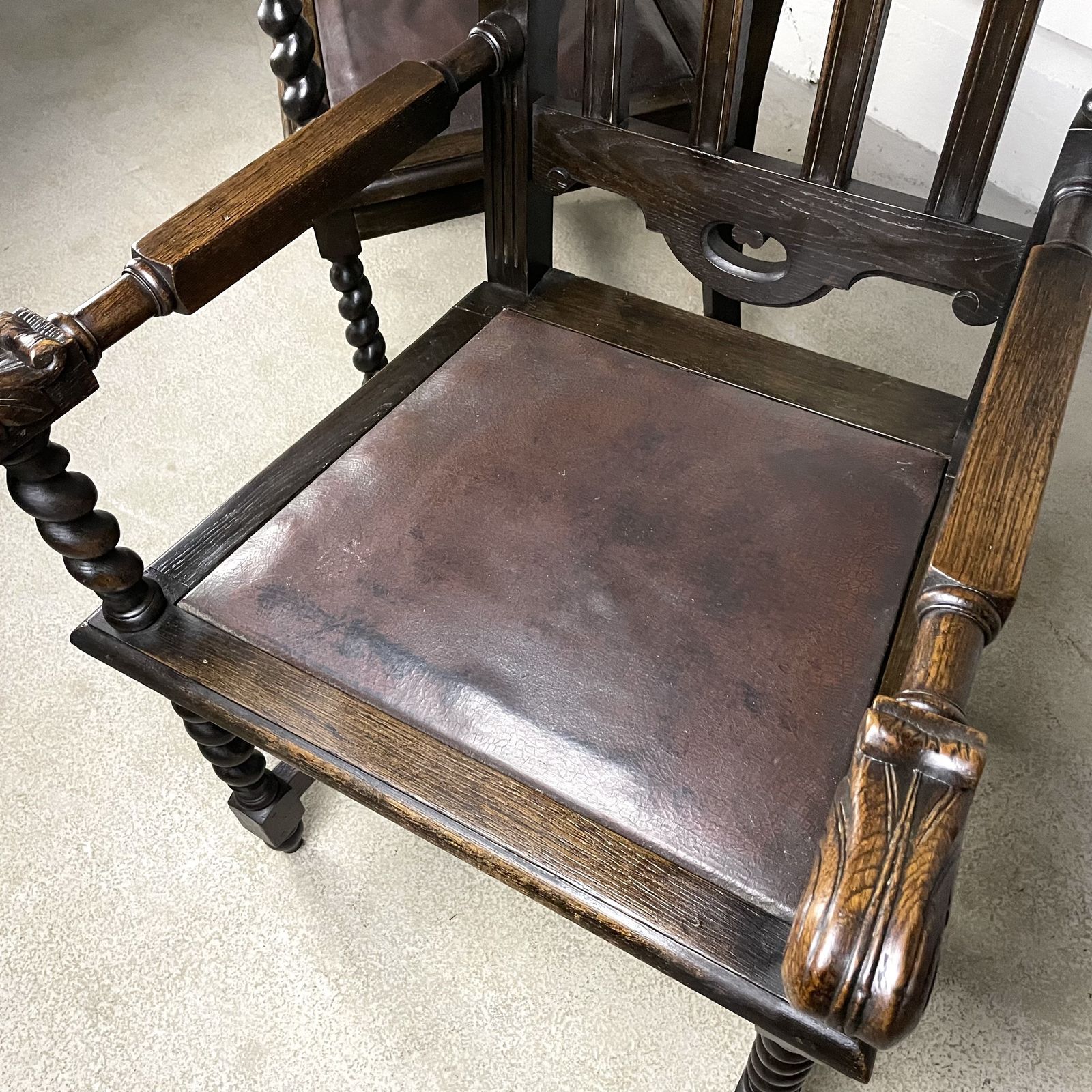 Pair Of Large Antique Victorian Carved Oak Chairs photo 975.0